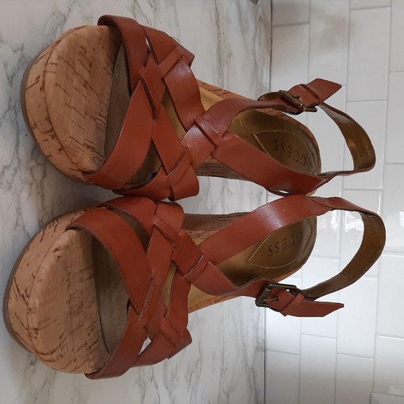 GUESS Women’s Cork Wedge Heel Sandals, Size 10(US) - Picture 7 of 7